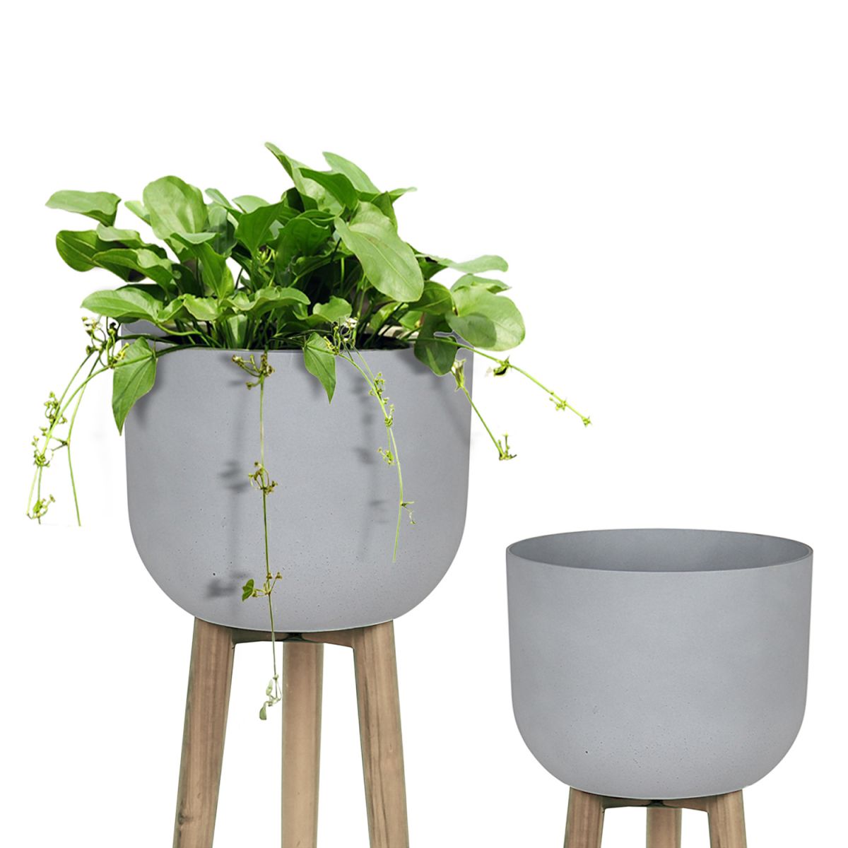 Flower Pot Norton | size: Length: 40cm, Width: 40cm, Height: 73.5cm, Diameter: 40cm | color: Gray | image: 2 | variant: 1005454