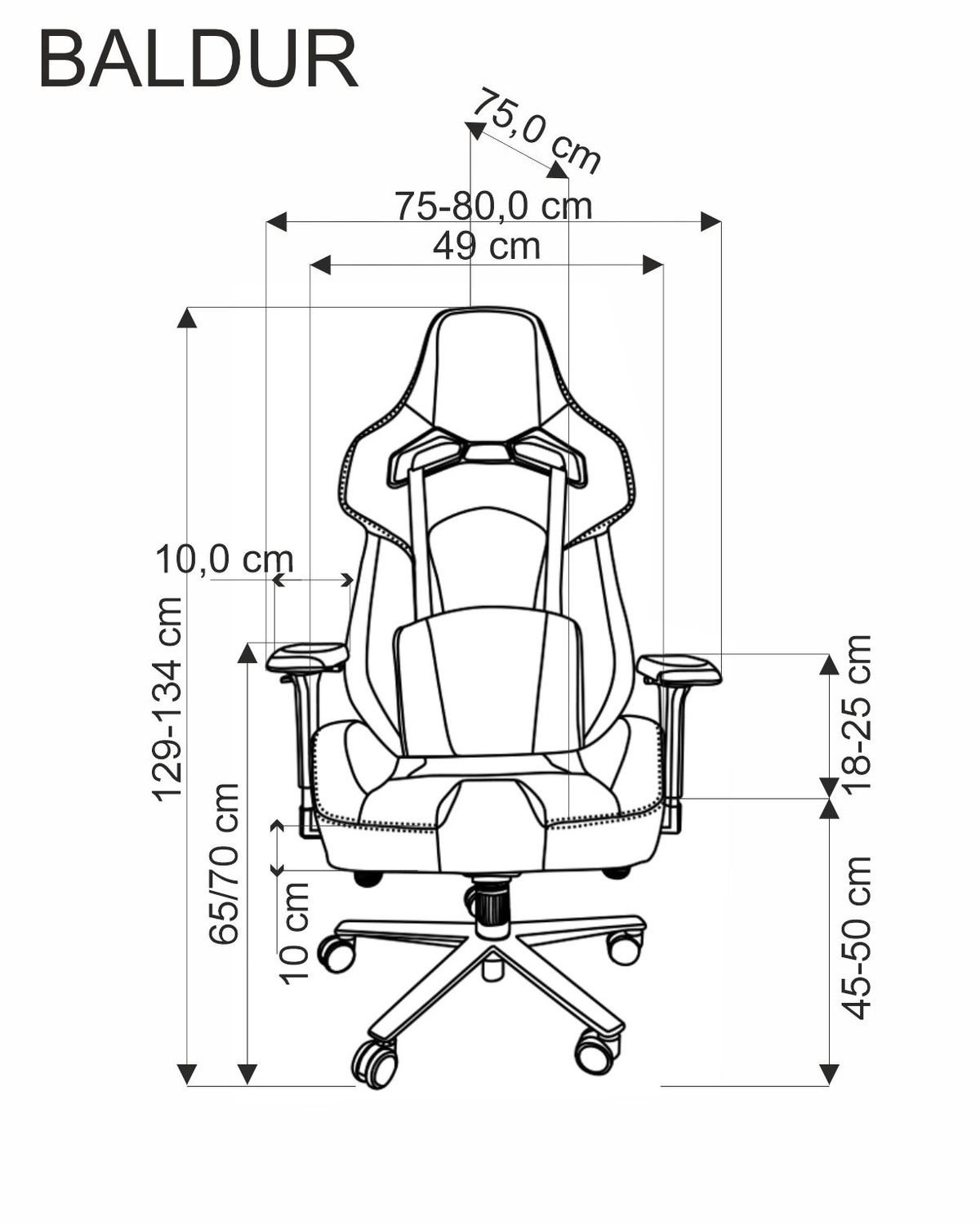 Gaming Chair West Jelgava | size: Width: 80cm, Height: 134cm, Depth: 75cm | color: Black | image: 1 | variant: 1007562