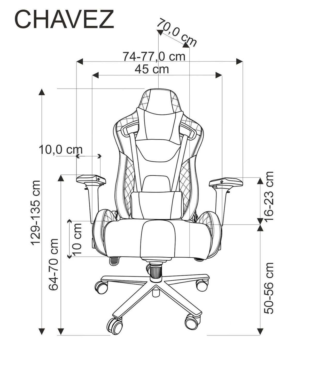 Gaming Chair West Jurmala | size: Width: 77cm, Height: 135cm, Depth: 70cm | color: Black | image: 1 | variant: 1007563