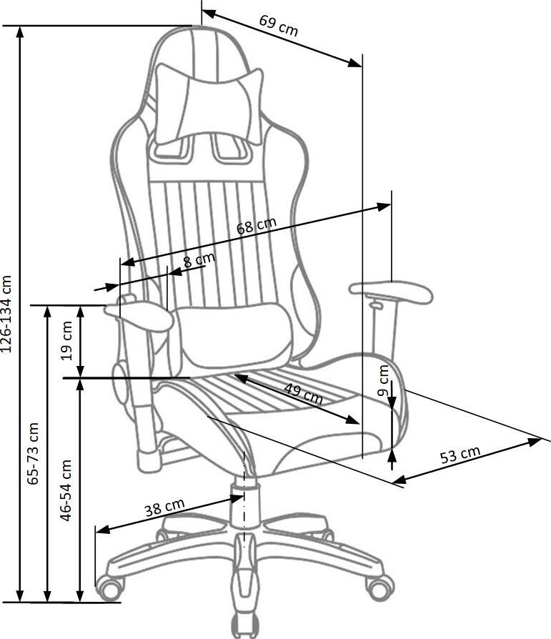 Gaming Chair West Salisbury | size: Width: 55cm, Height: 134cm, Depth: 69cm | color: Black | image: 4 | variant: 1007075