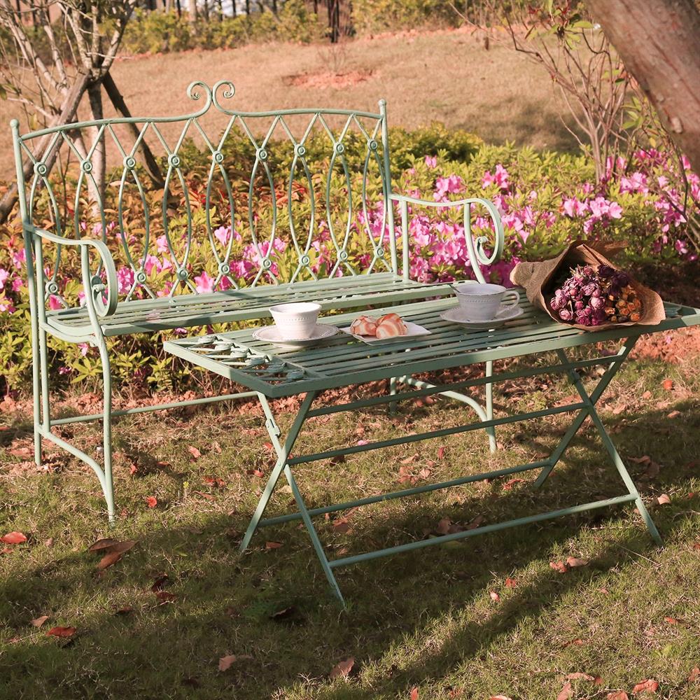 Garden Bench East Salisbury | size: Length: 55cm, Width: 104cm, Height: 95.5cm | color: Green | image: 7 | variant: 1006252
