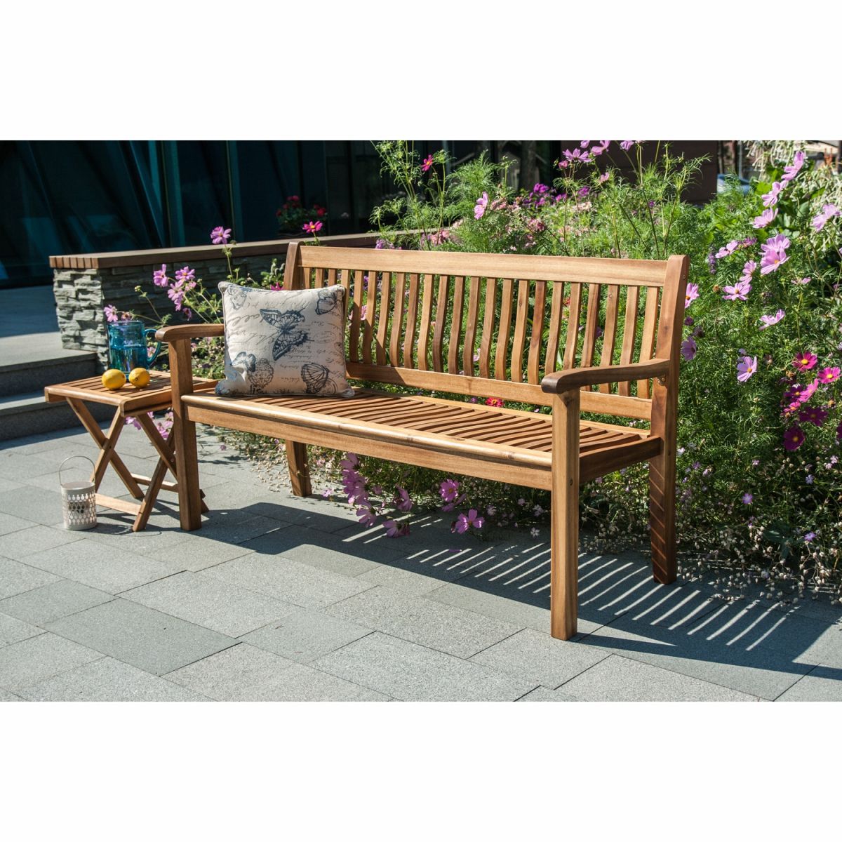 Garden Bench East Warwick | size: Length: 150cm, Width: 61cm, Height: 91cm | color: Brown | image: 1 | variant: 1005216