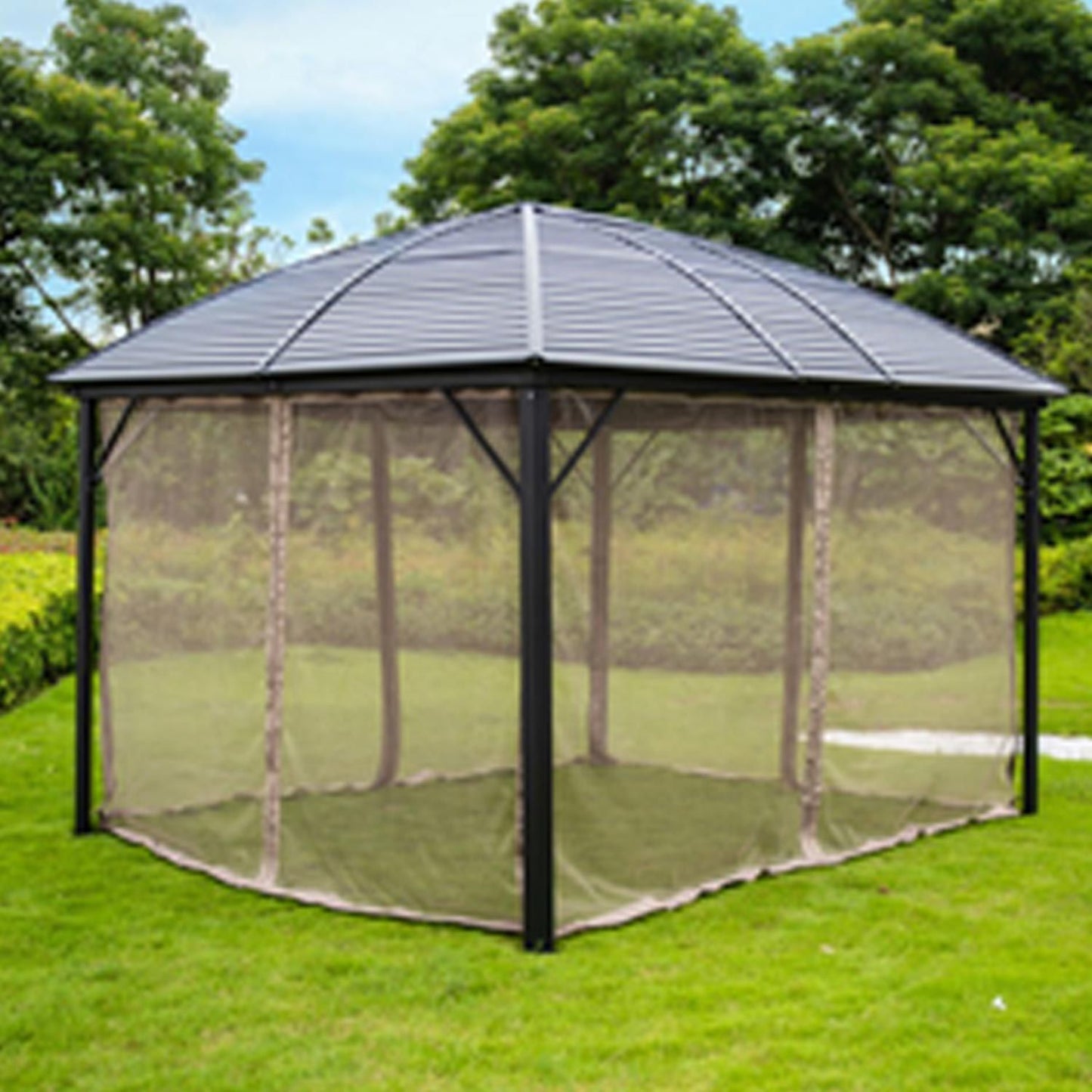 Garden Canopy Weybridge | size: Length: 300cm, Width: 360cm, Height: 263cm | color: Brown/Beige | image: 2 | variant: 1005887