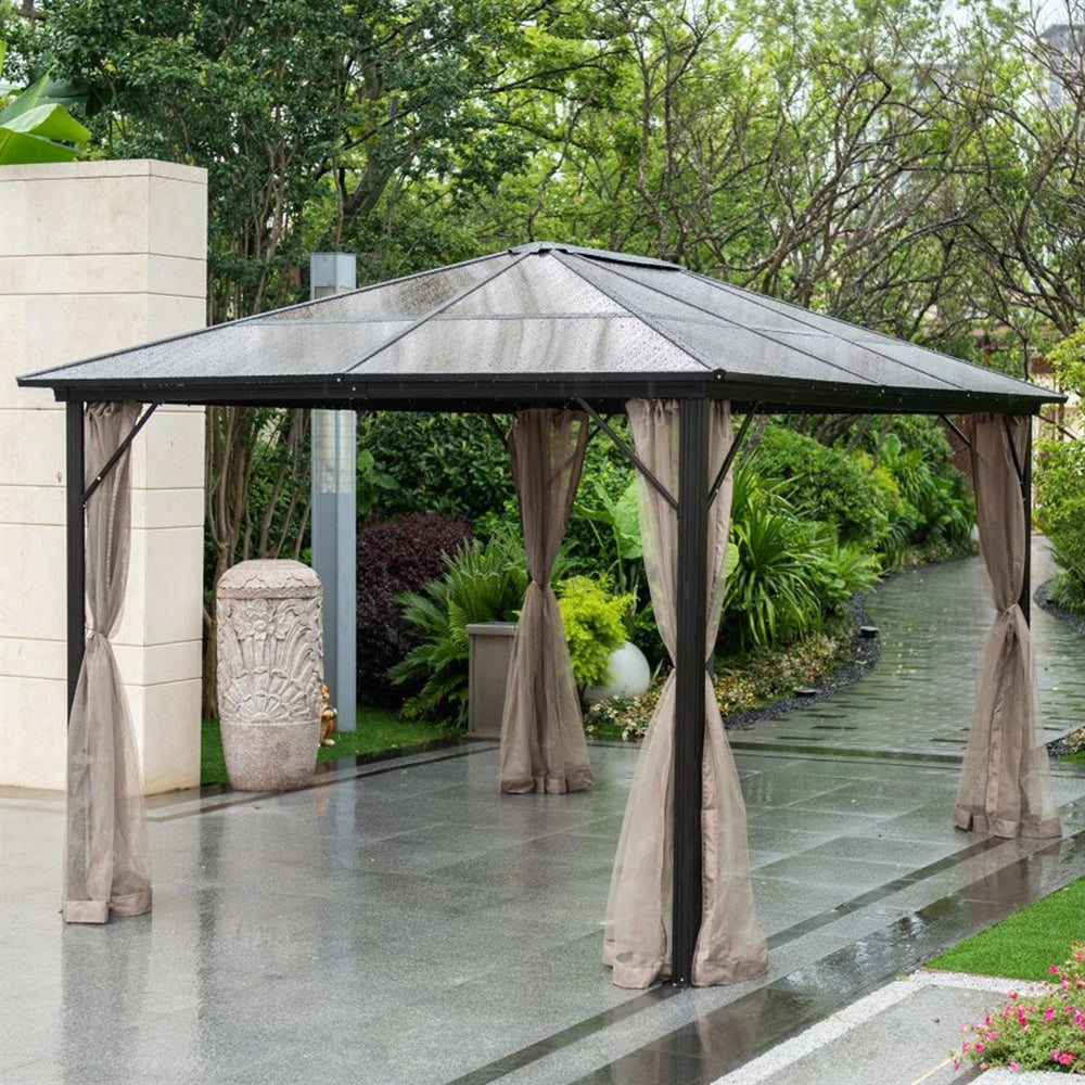 Garden Canopy Weybridge | size: Length: 300cm, Width: 400cm, Height: 263cm | color: Brown | image: 6 | variant: 1000703