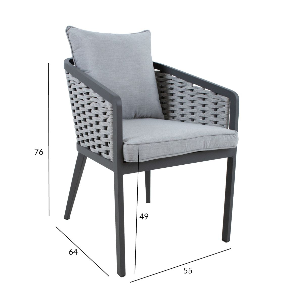 Garden Chair East Newbury | size: Width: 55cm, Height: 76cm | color: Gray | image: 2 | variant: 1005181