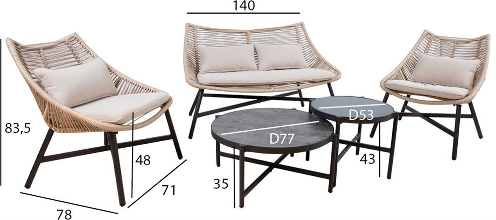 Garden Furniture Set East Perth | color: Beige/Black | image: 7 | variant: 1006047