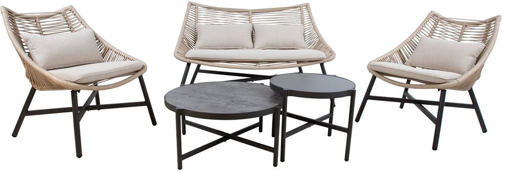 Garden Furniture Set Helsinki 2 | color: Beige/Black | image: 1 | variant: 1016846