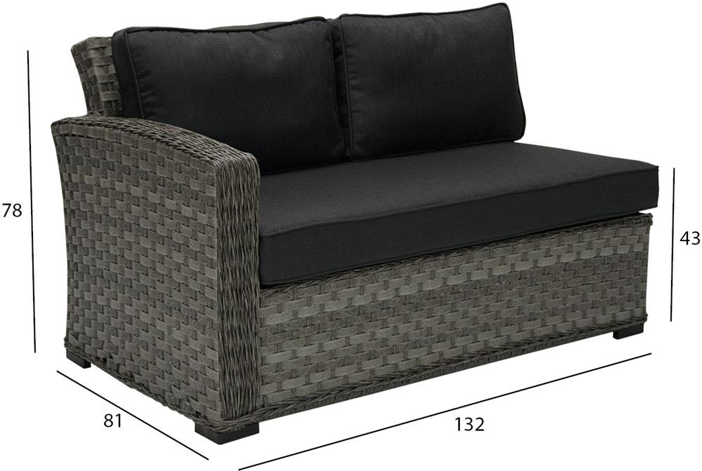 Garden Modular Sofa East Inverness | size: Width: 132cm, Height: 78cm, Depth: 81cm | color: Gray | image: 3 | variant: 1006244