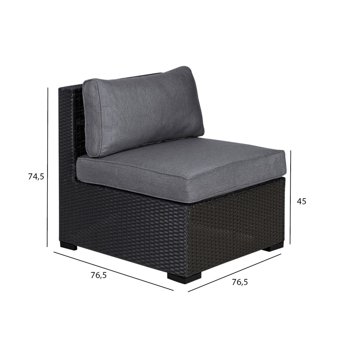 Garden Modular Sofa Newbury | size: Length: 67cm, Height: 45cm, Depth: 76.5cm | color: Gray | image: 1 | variant: 1004851