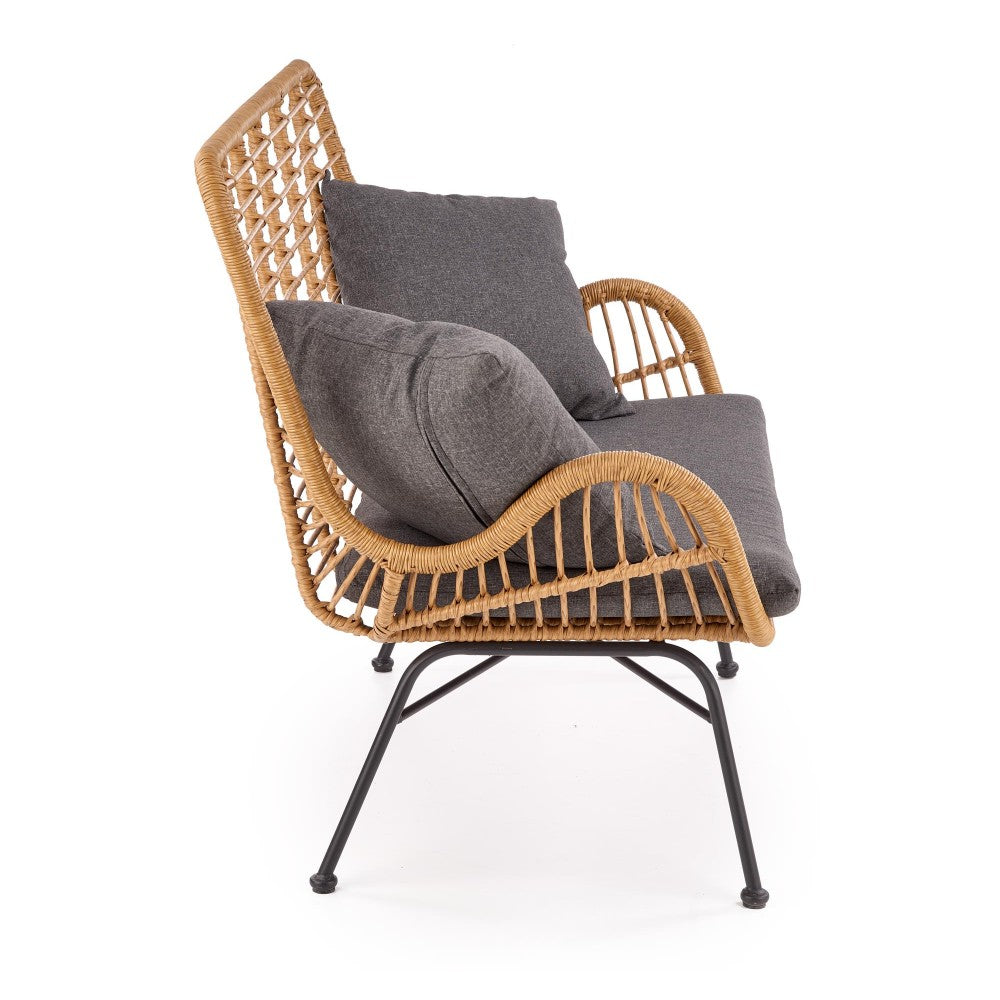 Garden Sofa West Narva | size: Length: 70cm, Width: 120cm, Height: 96cm | color: Brown/Grey | image: 1 | variant: 1007551