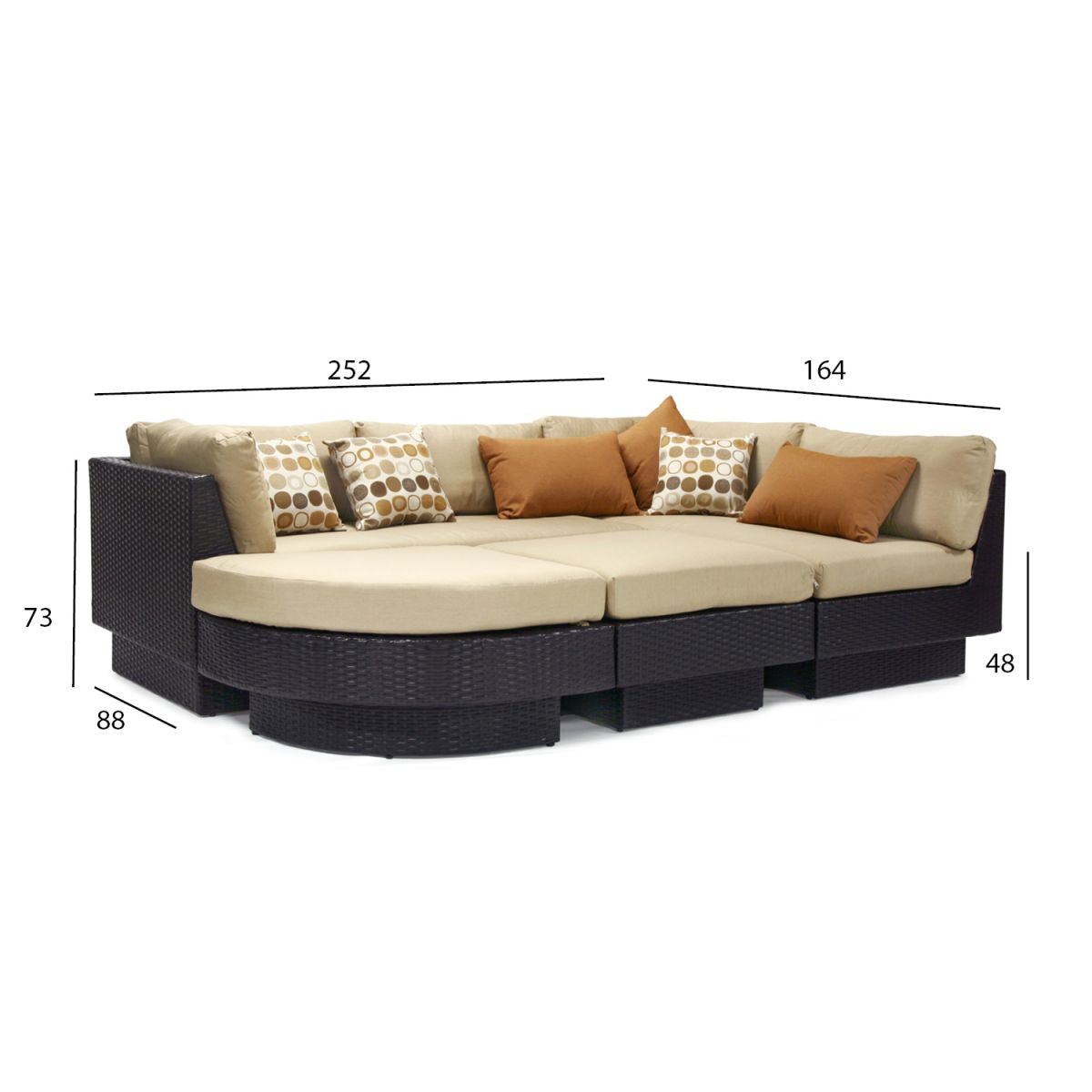 Garden Sofa Woking | size: Length: 164cm, Height: 73cm, Depth: 88cm | color: Brown | image: 2 | variant: 1005366