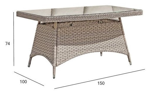 Garden Table East Melrose | size: Length: 150cm, Width: 100cm, Height: 74cm | color: Beige | image: 2 | variant: 1005772