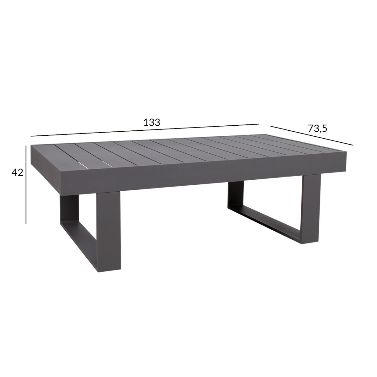Garden Table East Slough | size: Length: 133cm, Width: 73.5cm, Height: 42cm | color: Gray | image: 2 | variant: 1005170