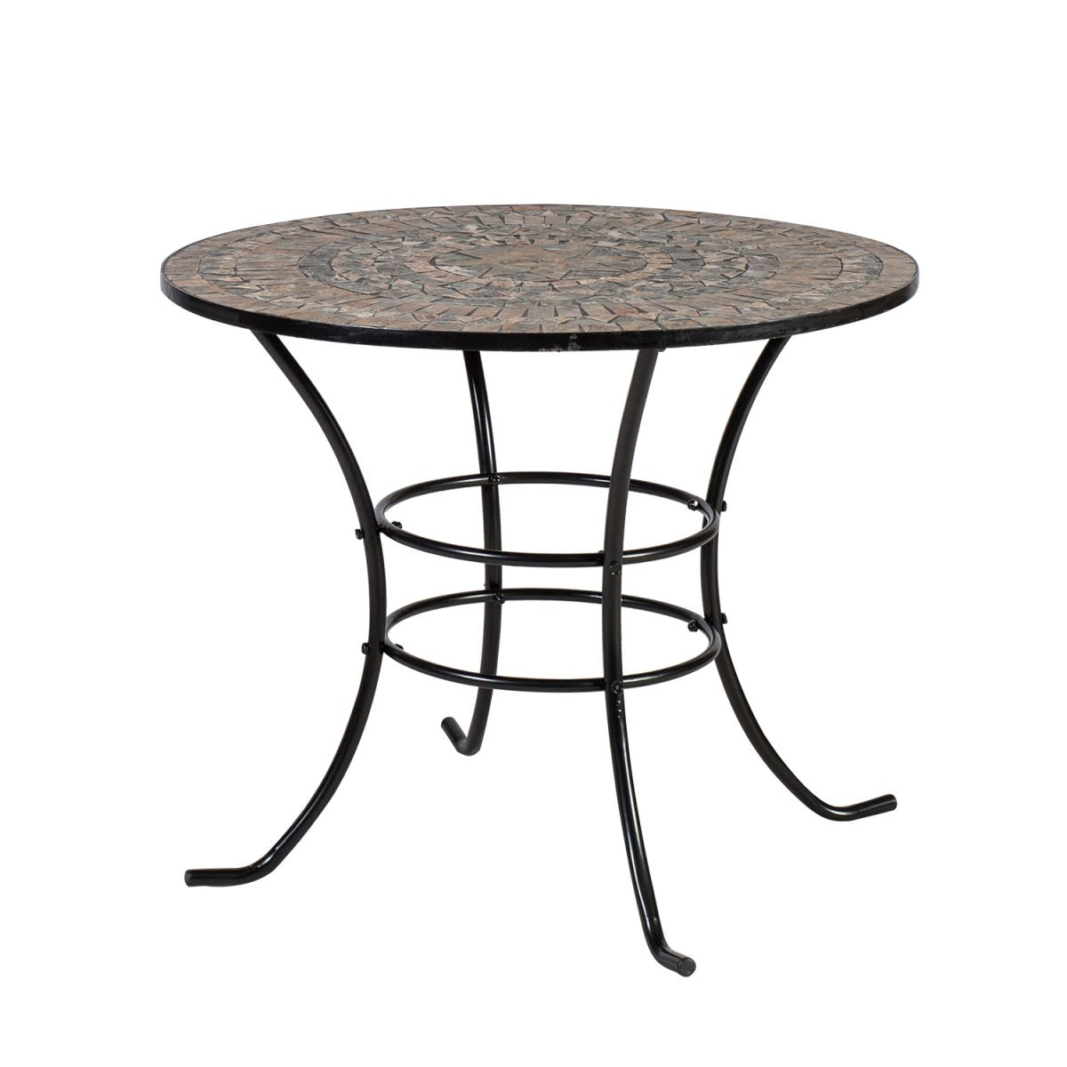 Garden Table Mosaic 1 | size: Length: 90cm, Width: 90cm, Height: 70cm, Diameter: 90cm | color: Brown | image: 1 | variant: 1010633