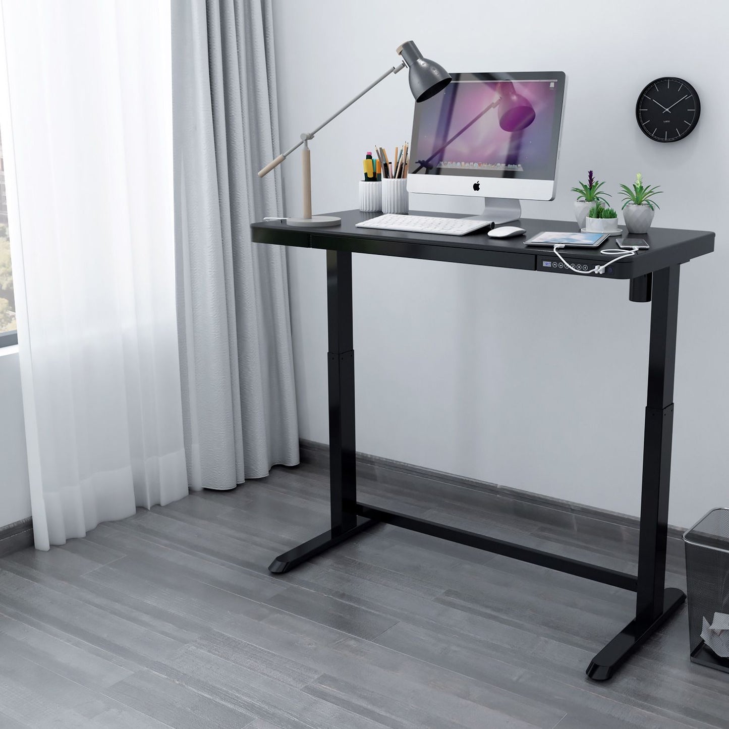 Height Adjustable Desk Bologna | size: Length: 60cm, Width: 120cm, Height: 121cm | color: Black / Black | image: 4 | variant: 1005900