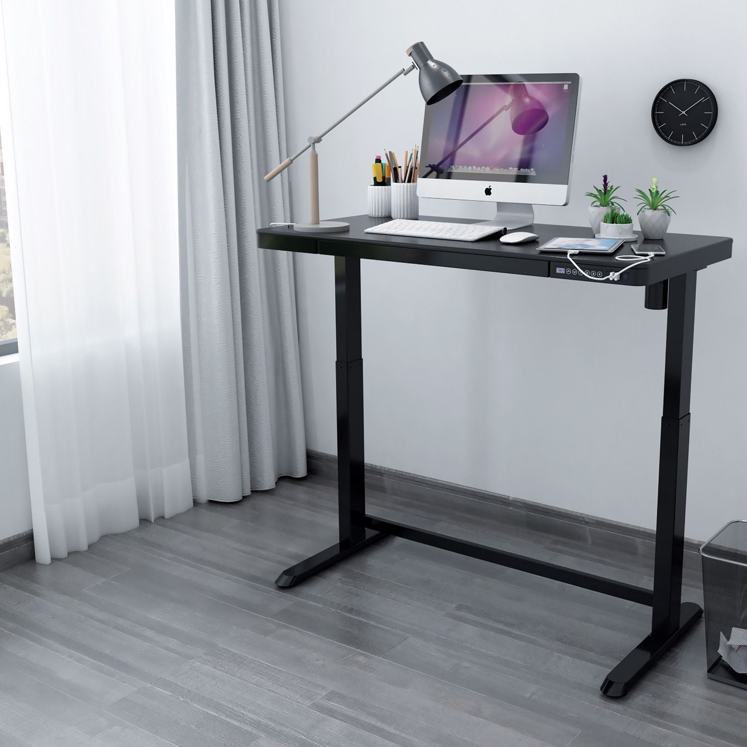 Height Adjustable Desk Bologna | size: Length: 60cm, Width: 120cm, Height: 121cm | color: Black / Black | image: 4 | variant: 1005900