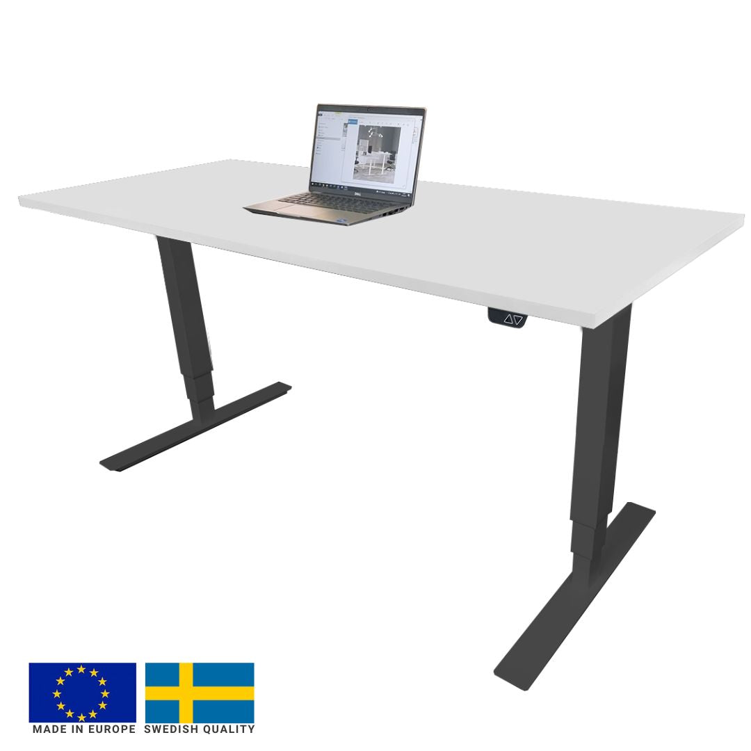 Height Adjustable Desk Brando 4 | size: Length: 70cm, Width: 140cm, Height: 129.1cm | color: White / Black | image: 0 | variant: 1006276