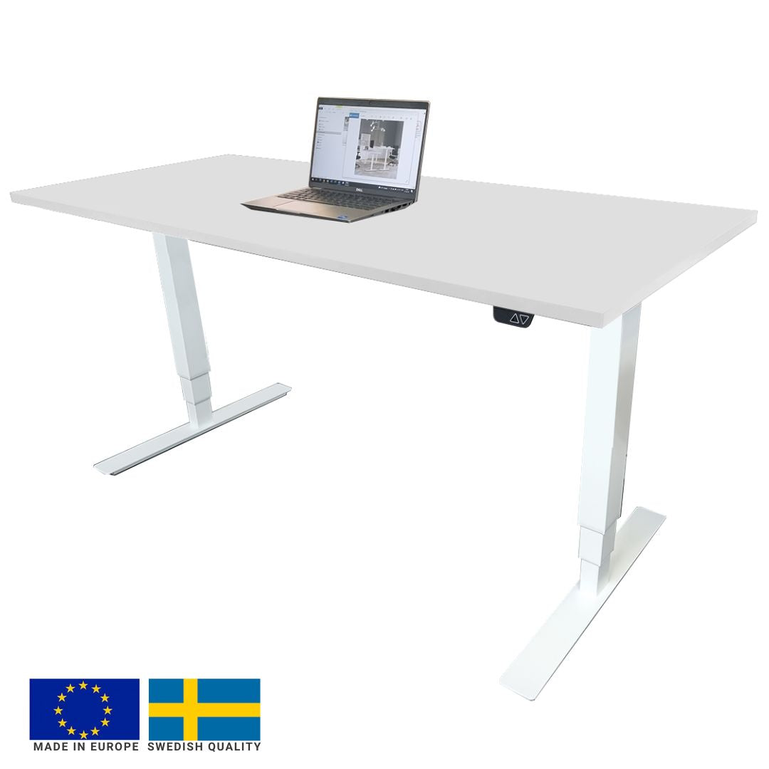 Height Adjustable Desk Brando 6 | size: Length: 70cm, Width: 160cm, Height: 129.1cm | color: White / White | image: 0 | variant: 1006282