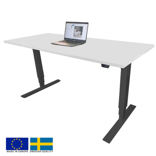 Height Adjustable Desk East Canterbury | size: Length: 70cm, Width: 140cm, Height: 129.1cm | color: White / Black | image: 0 | variant: 1004661