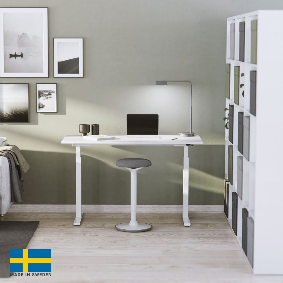 Height Adjustable Desk East Stratford | size: Length: 70cm, Width: 100cm, Height: 117.5cm | color: White / Gray | image: 4 | variant: 1004702