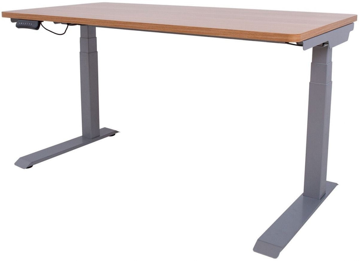 Height Adjustable Desk Penarth | size: Length: 70cm, Width: 140cm, Height: 126cm | color: Oak / Gray | image: 0 | variant: 1005924