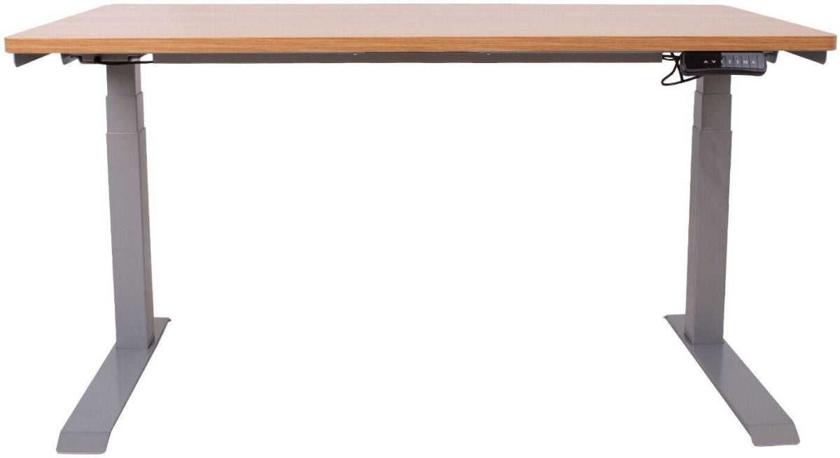 Height Adjustable Desk Penarth | size: Length: 70cm, Width: 140cm, Height: 126cm | color: Oak / Gray | image: 1 | variant: 1005924