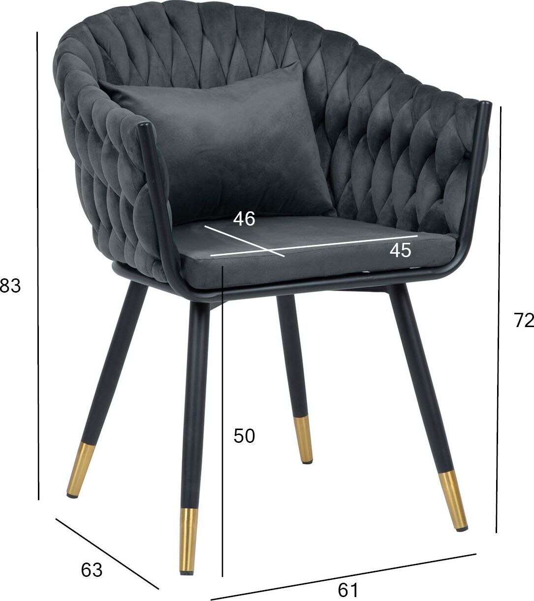 Kitchen Chair Brackley | size: Width: 61cm, Height: 81cm, Depth: 63cm | color: Gray | image: 6 | variant: 1000857