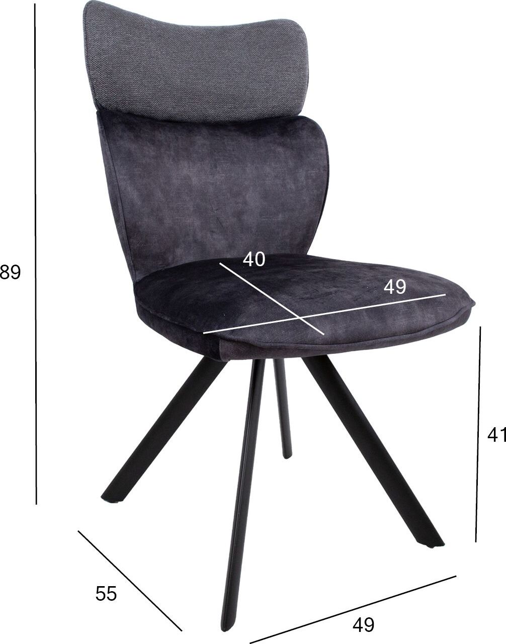 Kitchen Chair Bromley | size: Width: 49cm, Height: 89cm, Depth: 55cm | color: Gray | image: 7 | variant: 1000812