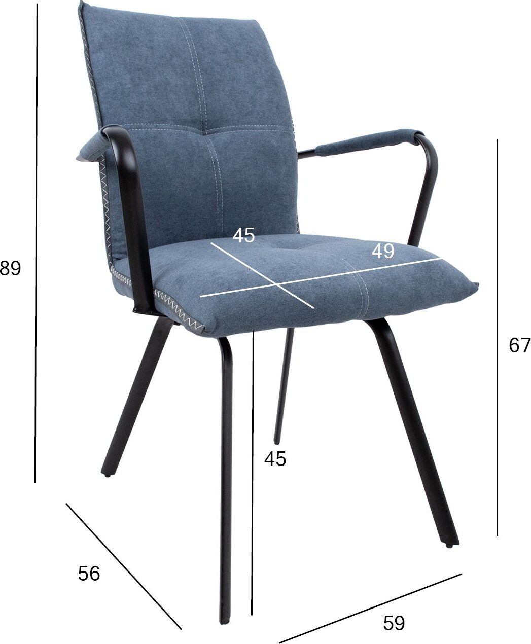 Kitchen Chair Bromley | size: Width: 59cm, Height: 89cm, Depth: 56cm | color: Blue | image: 7 | variant: 1000821