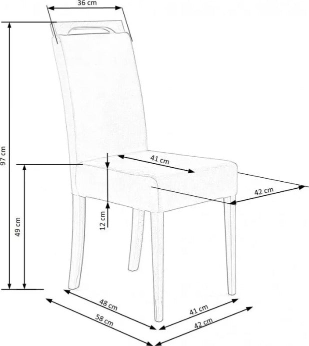 Kitchen Chair Clarion | size: Width: 42cm, Height: 97cm, Depth: 58cm | color: White/Grey | image: 9 | variant: 1003001