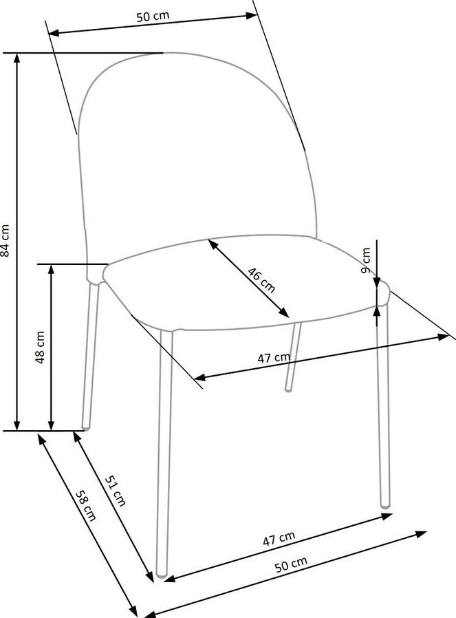 Kitchen Chair Dushanbe | size: Width: 50cm, Height: 84cm, Depth: 58cm | color: Blue | image: 8 | variant: 1002387