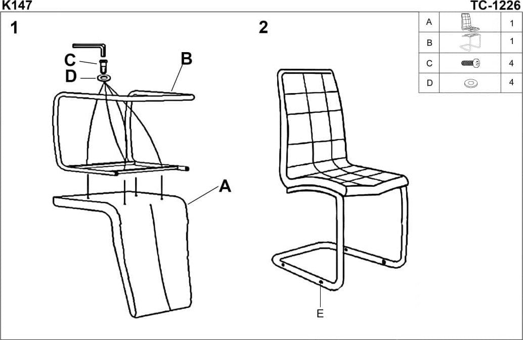 Kitchen Chair K147 | size: Width: 42cm, Height: 101cm, Depth: 55cm | color: White | image: 9 | variant: 1003051