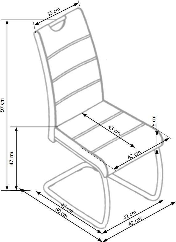 Kitchen Chair K349 | size: Width: 42cm, Height: 97cm, Depth: 60cm | color: Gray | image: 3 | variant: 1011446