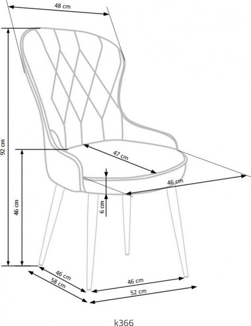 Kitchen Chair K366 | size: Width: 52cm, Height: 92cm, Depth: 58cm | color: Green | image: 10 | variant: 1003175