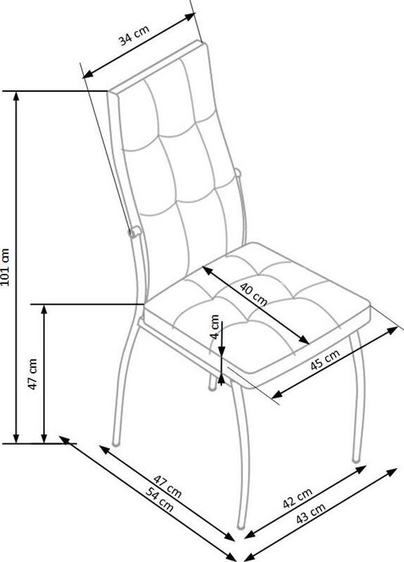 Kitchen Chair K416 | size: Width: 43cm, Height: 101cm, Depth: 54cm | color: Gray | image: 4 | variant: 1003231