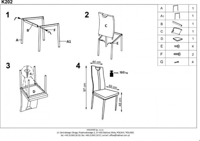 Kitchen Chair Kuressaare | size: Width: 44cm, Height: 97cm, Depth: 59cm | color: Gray | image: 6 | variant: 1002167