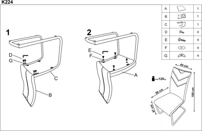Kitchen Chair Liepaja | size: Width: 44cm, Height: 100cm, Depth: 59cm | color: Beige | image: 8 | variant: 1002184