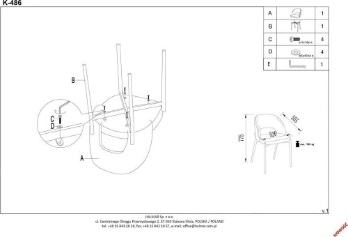 Kitchen Chair Rabat | size: Width: 51cm, Height: 77cm, Depth: 57cm | color: Gray | image: 10 | variant: 1002441