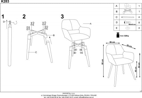 Kitchen Chair Rezekne | size: Width: 56cm, Height: 80cm, Depth: 56cm | color: Beige | image: 6 | variant: 1002200