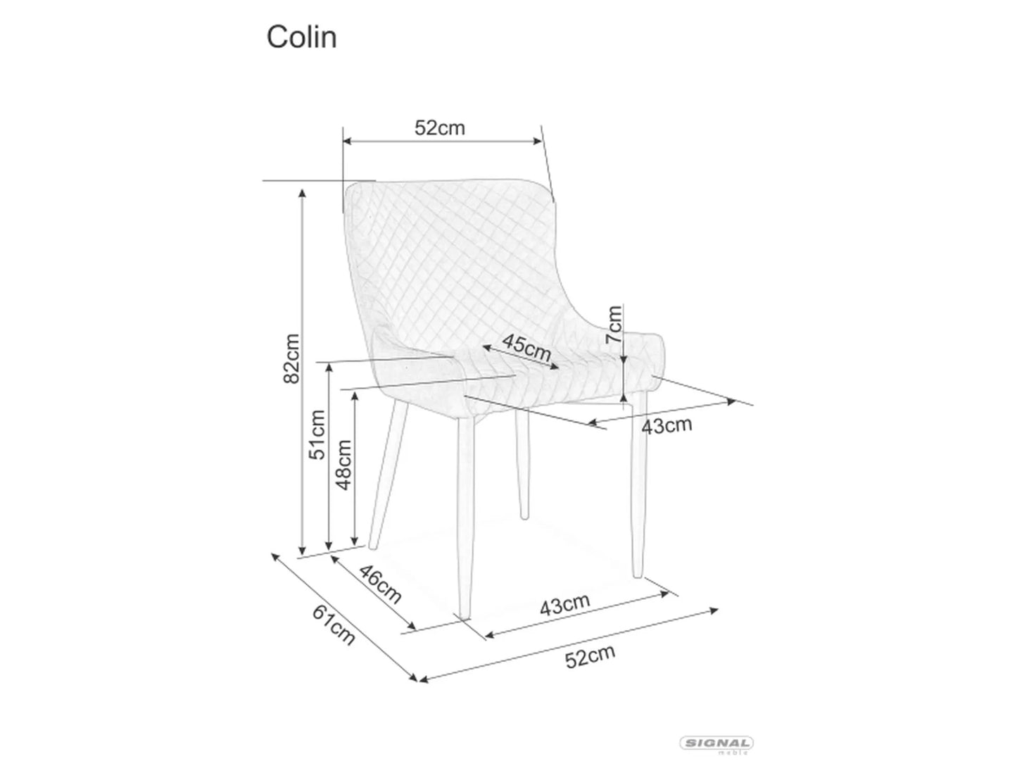 Kitchen Chair Salvador | size: Width: 52cm, Height: 82cm, Depth: 45cm | color: Black | image: 1 | variant: 1003890