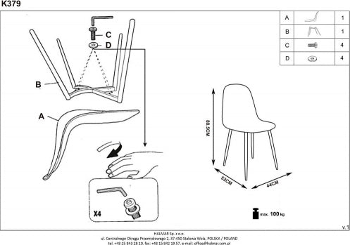 Kitchen Chair Tirana | size: Width: 45cm, Height: 88cm, Depth: 48cm | color: Red | image: 9 | variant: 1002286