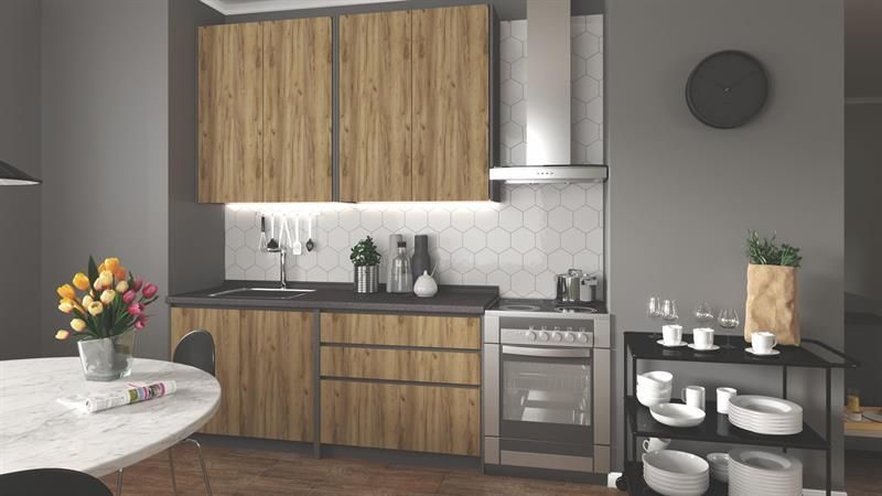 Kitchen Equipment Set East Carrara | size: Width: 180cm | color: Beige | image: 1 | variant: 1006623