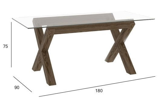 Kitchen Table Bangor | size: Length: 90cm, Width: 180cm, Height: 75cm | color: Clear/Oak | image: 3 | variant: 1005090