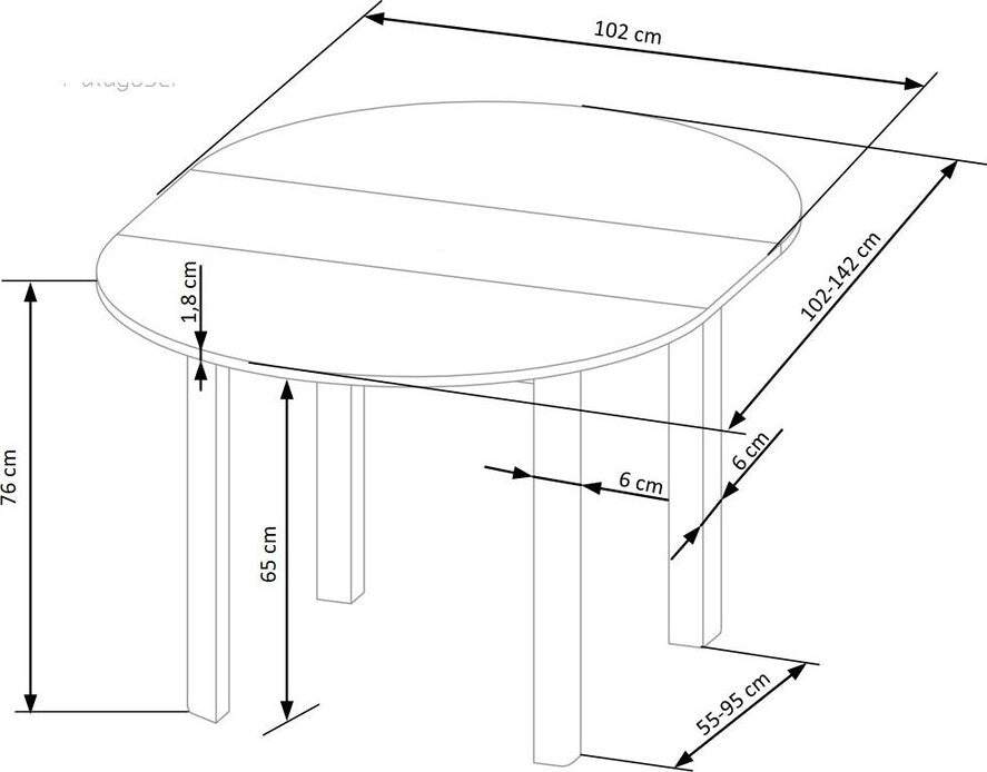 Kitchen Table Birmingham | size: Length: 102cm, Width: 142cm, Height: 76cm, Diameter: 102cm | color: White | image: 9 | variant: 1003157