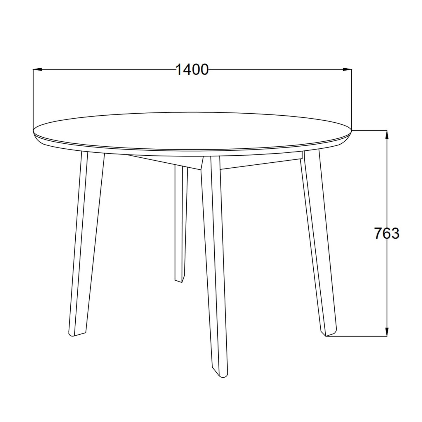 Kitchen Table Broadstairs | size: Length: 140cm, Width: 140cm, Height: 76cm, Diameter: 140cm | color: Black | image: 2 | variant: 1006511
