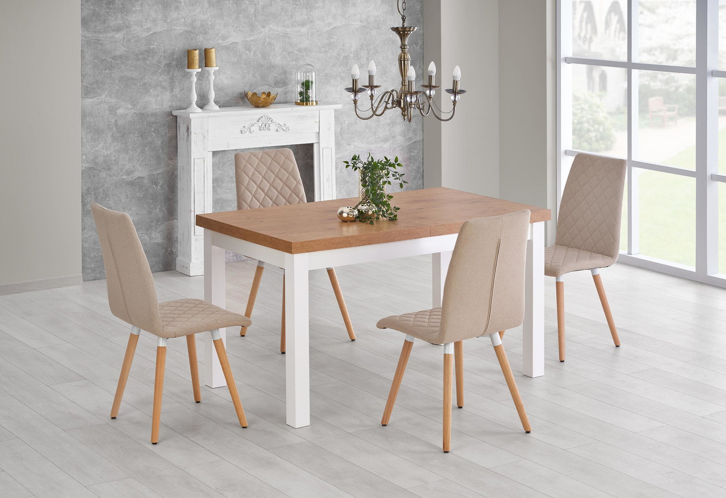 Kitchen Table Buenos Aires | size: Length: 80cm, Width: 220cm, Height: 76cm | color: White/Oak | image: 9 | variant: 1003180