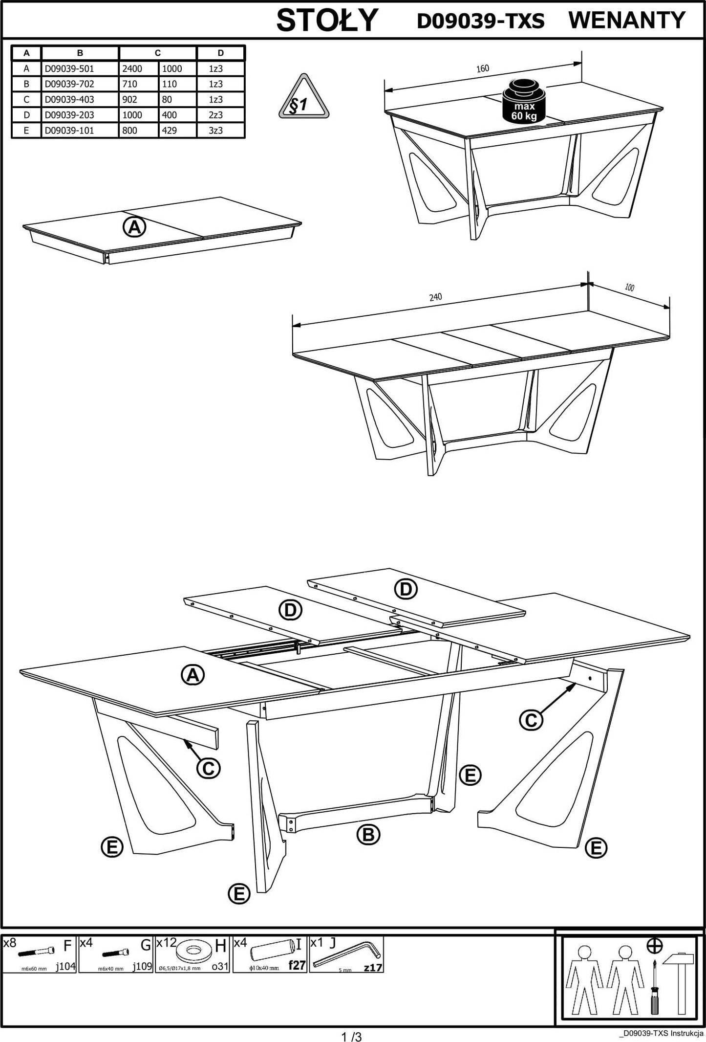 Kitchen Table Calgary | size: Length: 100cm, Width: 240cm, Height: 77cm | color: Oak | image: 10 | variant: 1003188