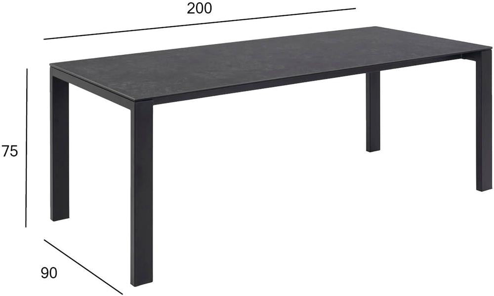 Kitchen Table East Klaipeda | size: Length: 90cm, Width: 200cm, Height: 75cm | color: Black | image: 3 | variant: 1005991