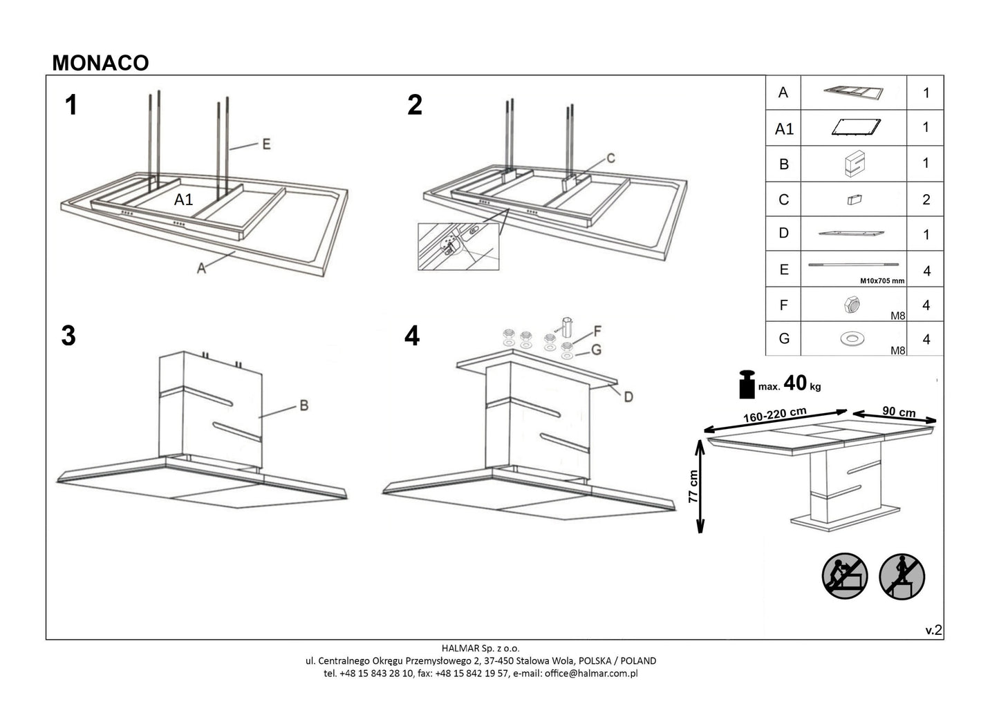 Kitchen Table East Linkoping | size: Length: 90cm, Width: 220cm, Height: 76cm | color: White/Grey | image: 6 | variant: 1006852