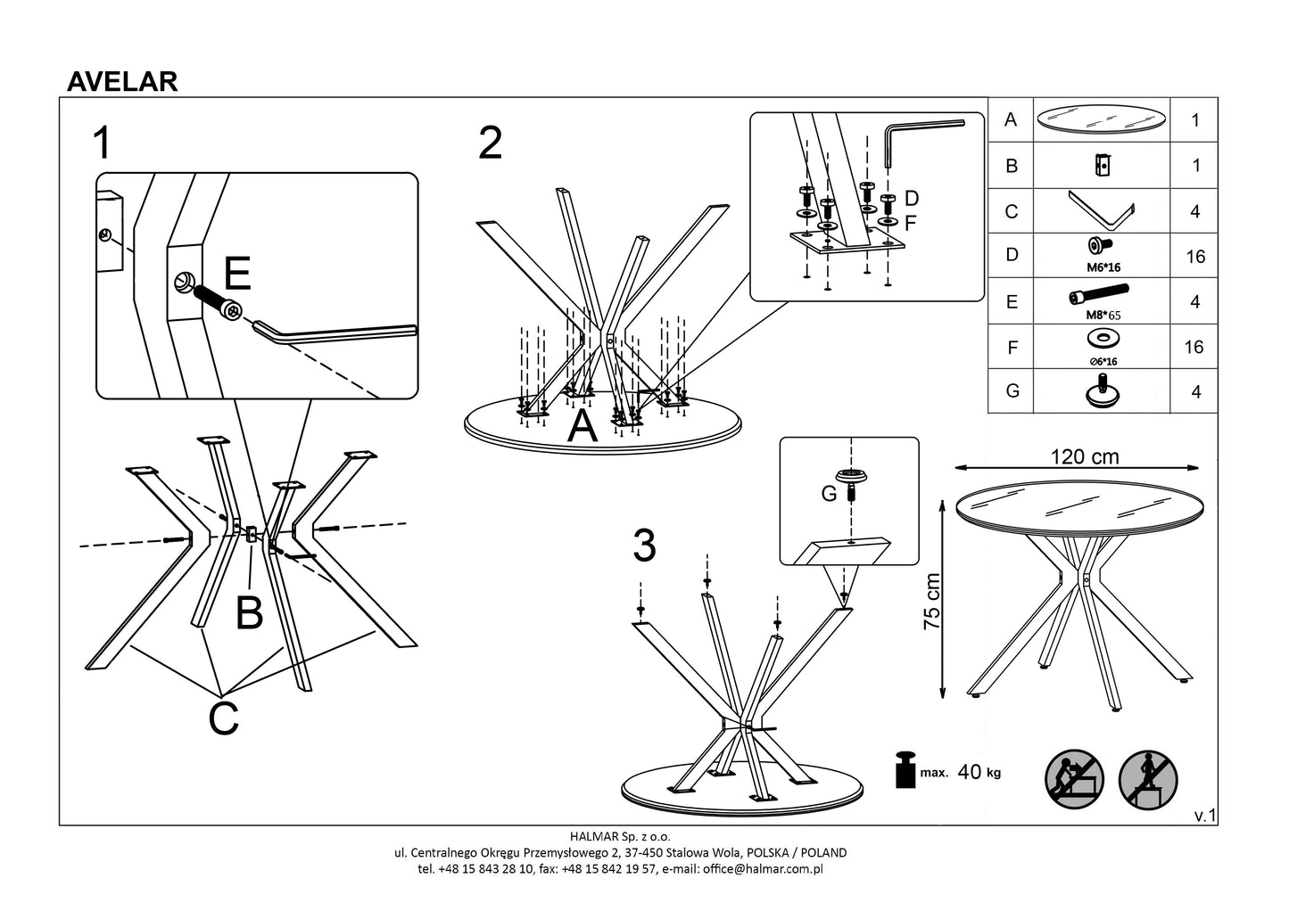 Kitchen Table East Portland | size: Length: 120cm, Width: 120cm, Height: 76cm, Diameter: 120cm | color: White/Black | image: 10 | variant: 1006806
